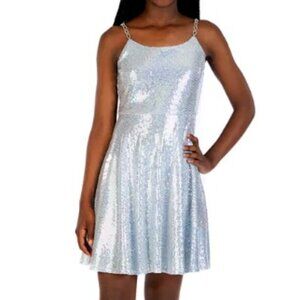 NWT Xtraordinary sparkly sky blue dress in girls size 14--301
